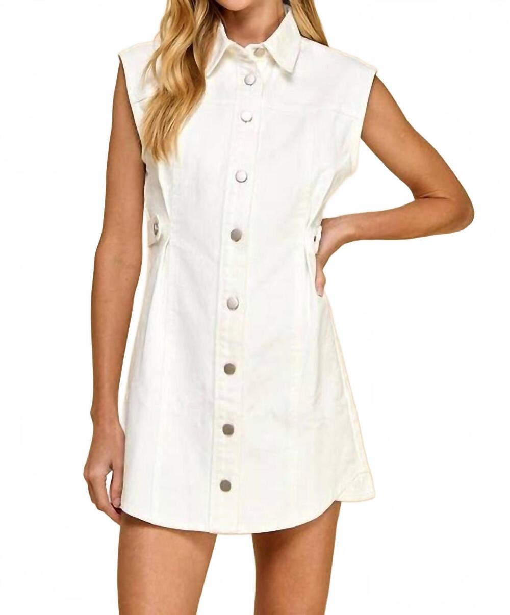 NEW TCEC tia two toned button up denim dress in cream